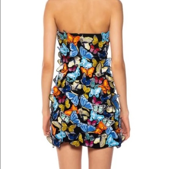 TAKE FLIGHT STRAPLESS BUTTERFLY PATCH MINI DRESS IN MULTI - Picture 6 of 9